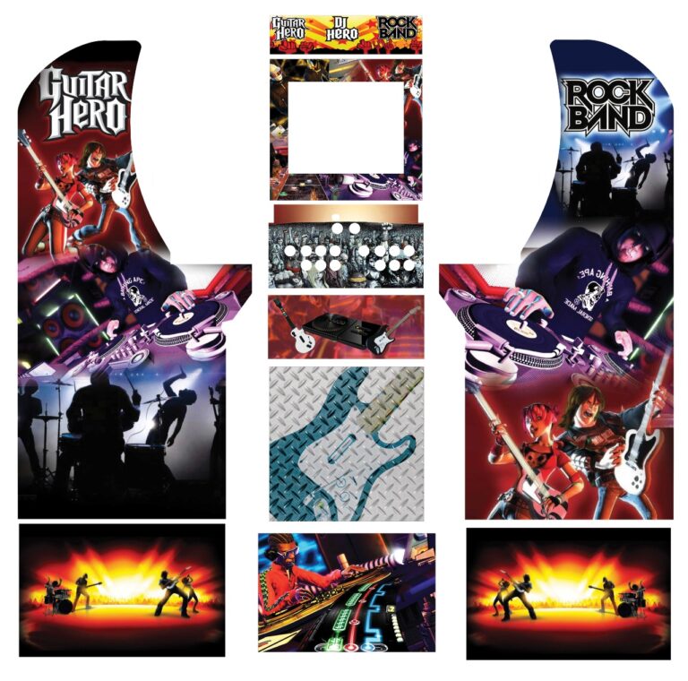Arcade1up Guitar Hero Graphic Sticker Set/Kit GameOnGrafix